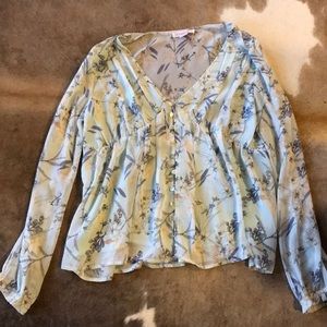 Powder Blue Floral Babydoll Blouse
